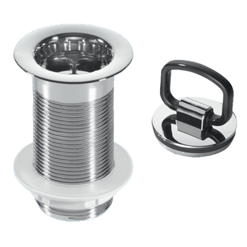 Выпуск (60мм сливная решетка) хромированный без перелива, с контргайкой и хромированной пробкой с кр