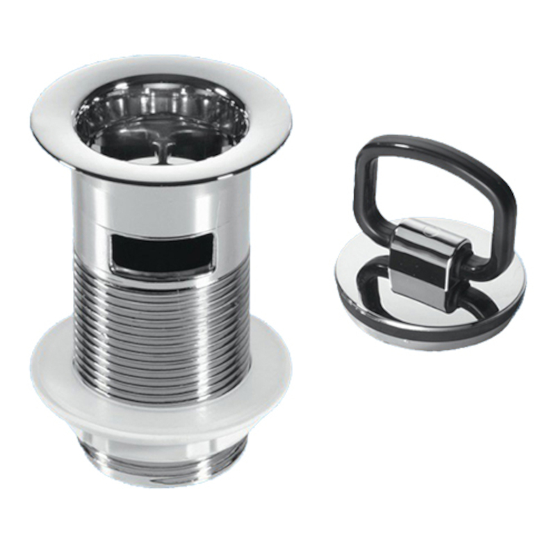 Выпуск (H90мм, D60мм сливная решётка) с внутренним переливом, контргайкой и пробкой хром с круглым д