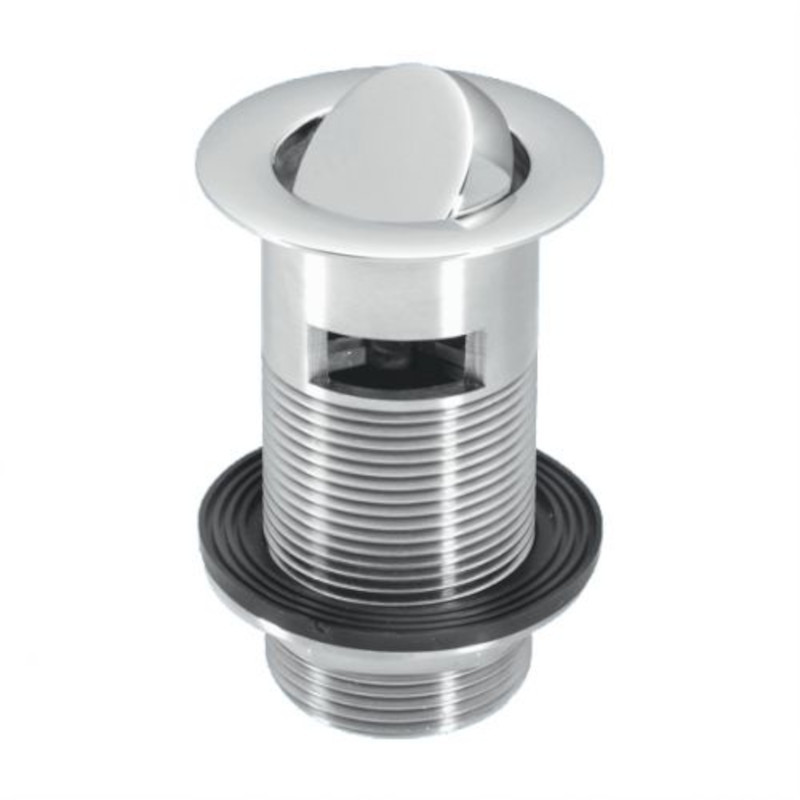 Выпуск 60 мм нерж. решетка c верт. пробкой, вн. перелив, высота 90 мм, выход 1 1/4, металл, хром