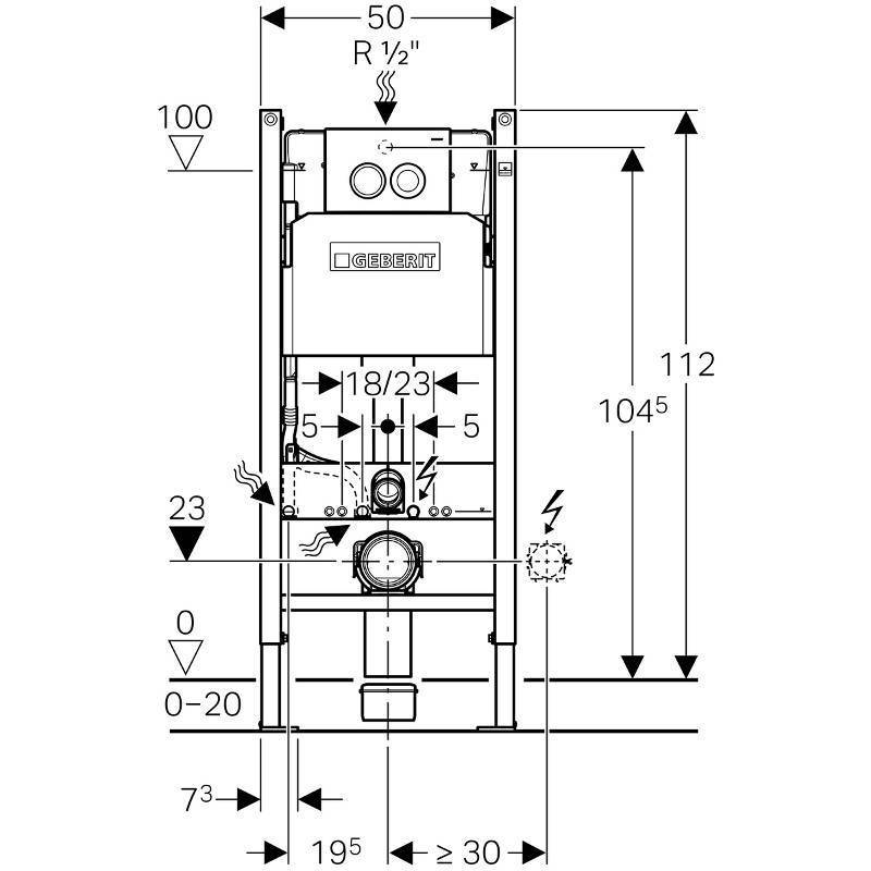 Система инсталляции для унитаза Geberit Duofix 112 см с бачком Delta 12 см и клавишей Delta21 хром 458.124.21.1