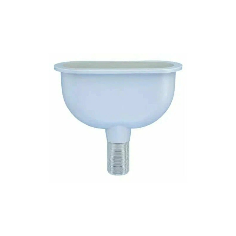 Воронка приёмная овальная (L265ммх110мм); выход 1 1/2«папа»; цвет-серый