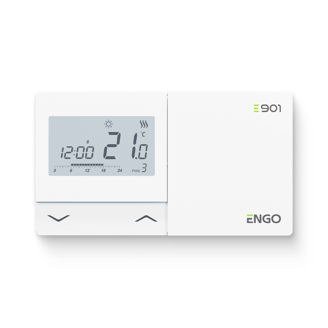 Термостат комнатный ENGO E901RF беспроводной программируемый белый E901-RF