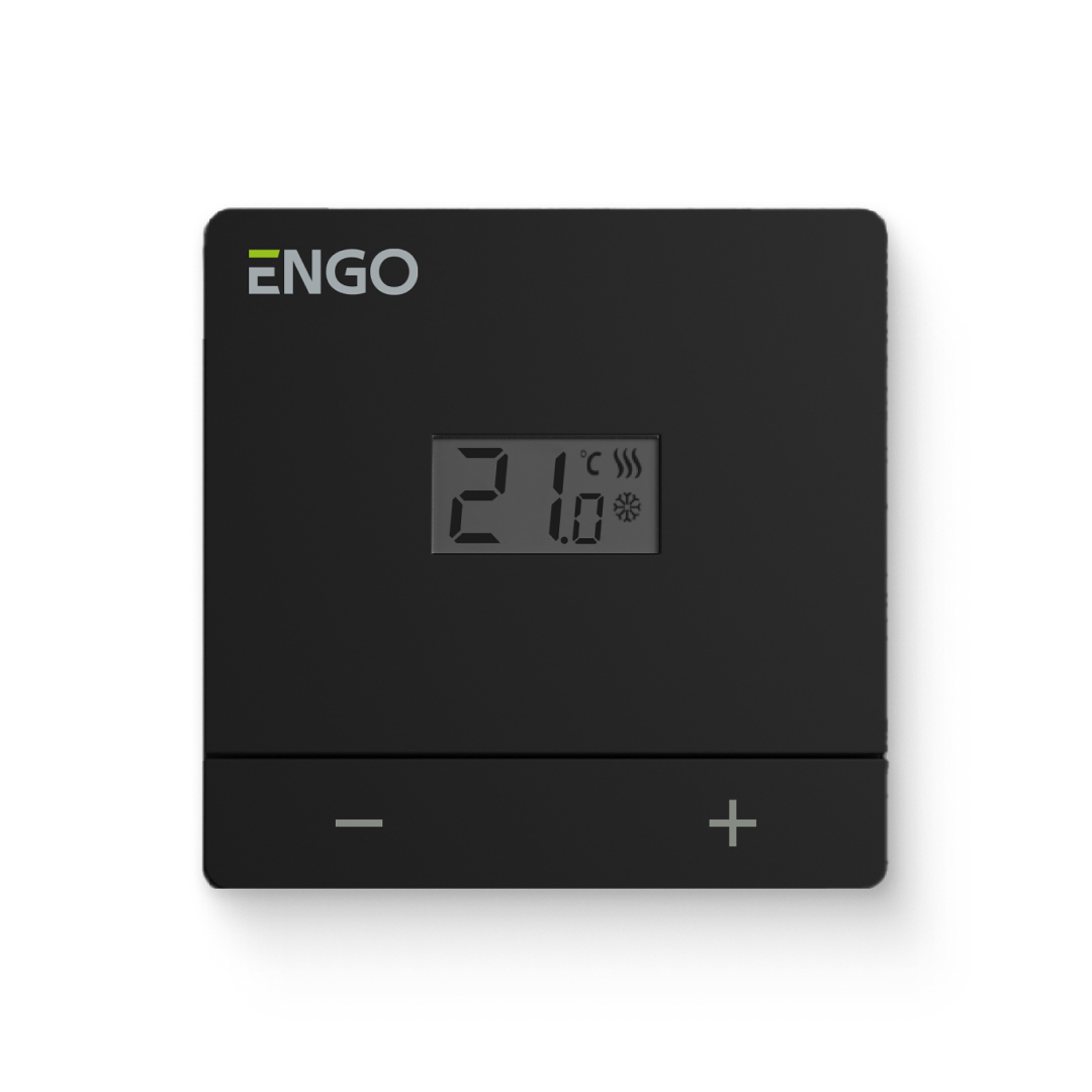 Термостат ENGO Easy комнатный накладной, с дисплеем, 2хAAA, черный