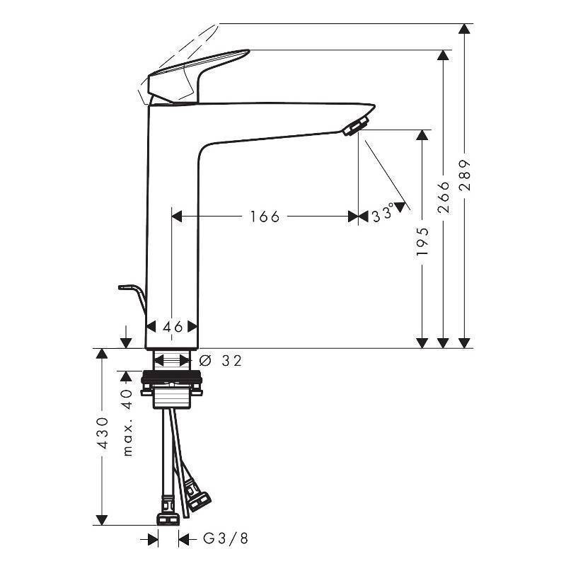 Смеситель для раковины Hansgrohe Logis 190 со сливным гарнитуром хром 71090000