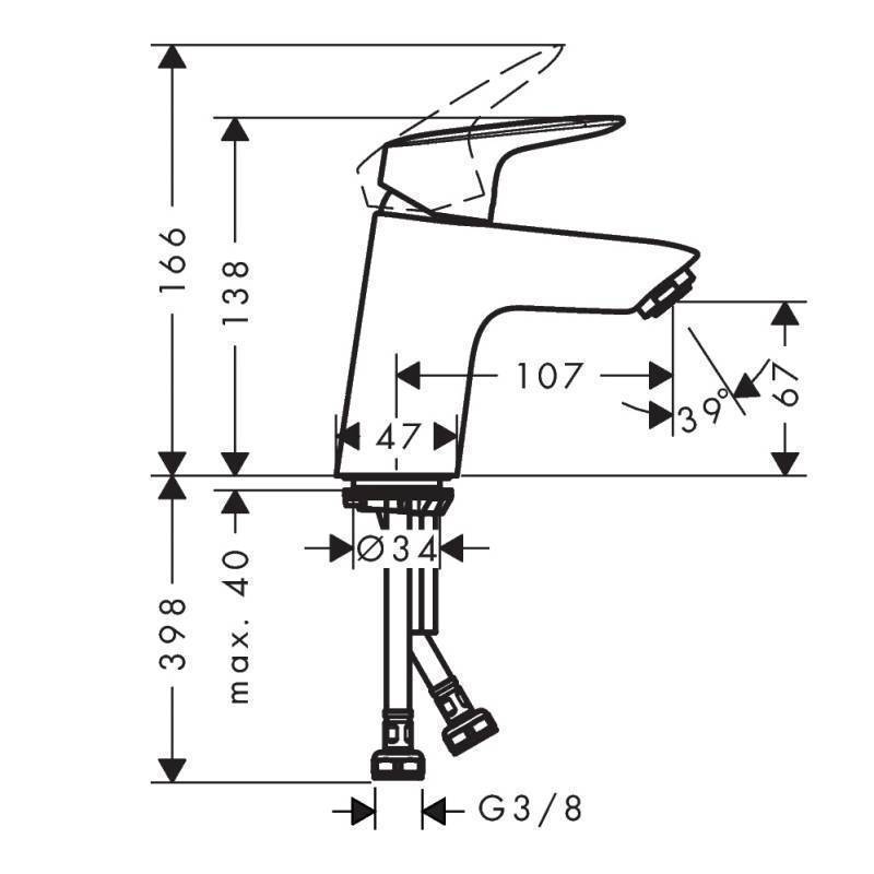 Смеситель для раковины Hansgrohe Logis 70 без сливного гарнитура хром 71071000