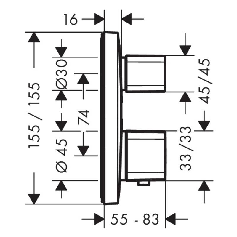 Термостатический смеситель hansgrohe Ecostat E для 2 потребителей скрытого монтажа хром 15708000