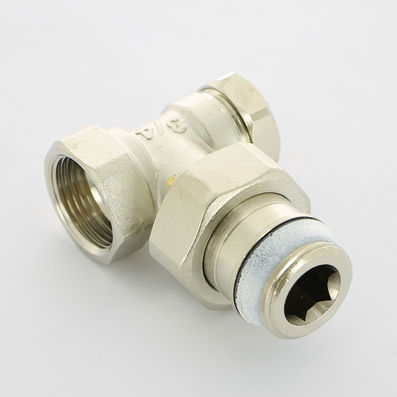 Вентиль обратный угловой НВ 3/4 никелированный с разъемным соединением