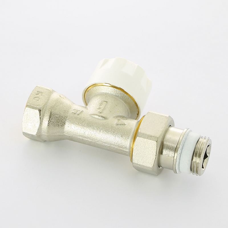 Вентиль термостатический НВ 1/2 с преднастройкой, никель, с разъем. соединением