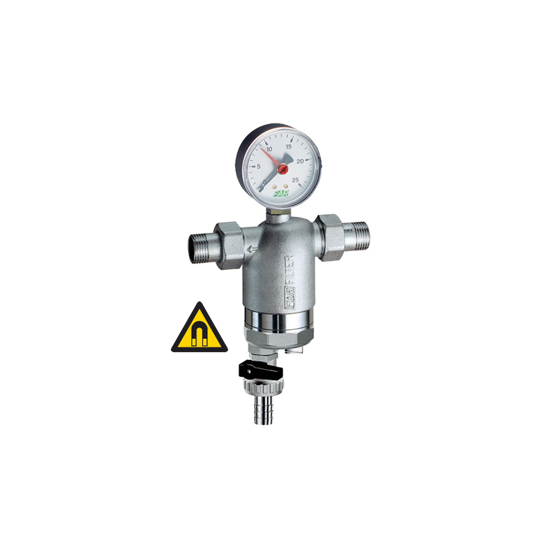 Фильтр 100мкм, с магн.встав., с манометром,  Max: 95 °C, 25 бар,  3/4 НР