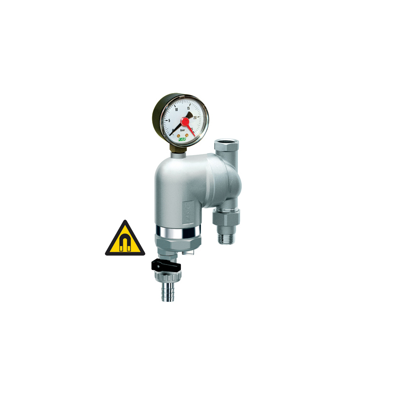 Фильтр 100мкм, с магнитной вставкой, с манометром,  Max: 95 'C, 25 бар. Поворотное соединение 1/2 В