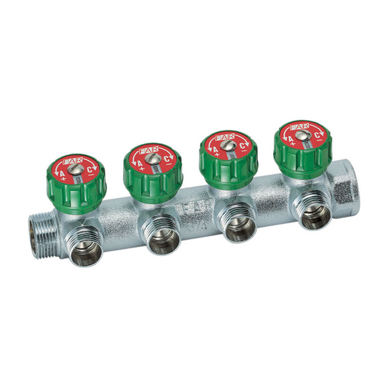 Регулирующий коллектор 1 (ВР-НР) с 4 отв. 1/2 НР