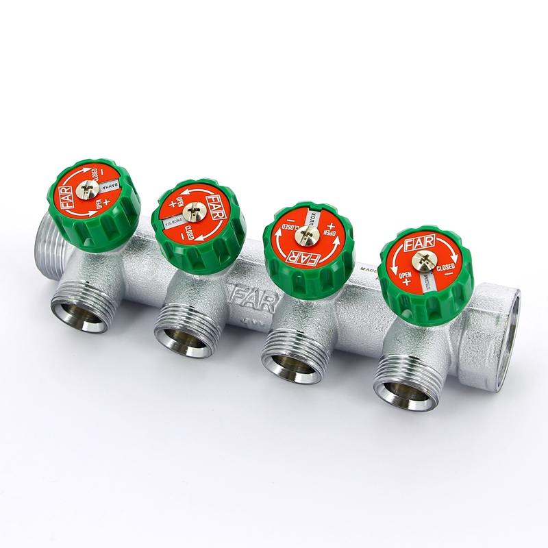 Регулирующий коллектор 1 (ВР-НР) с 4 отв. 3/4 НР (межосев. 45 мм)