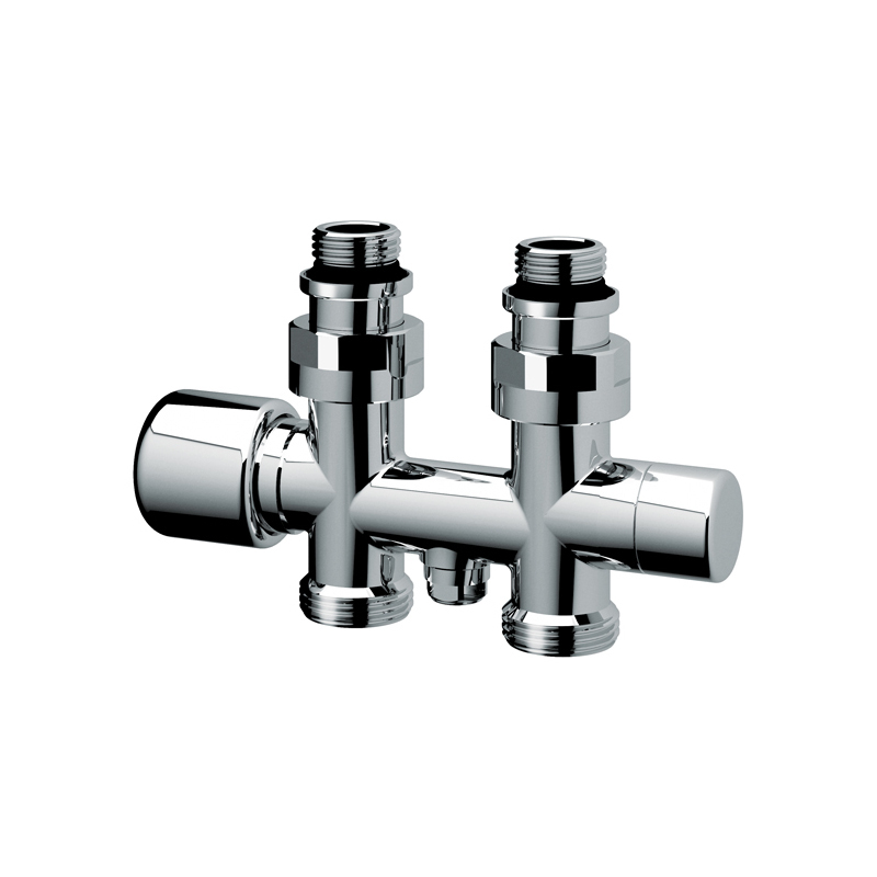 Узел Н-образный прямой Н 3/4 евроконус x Н 1/2 с термостатическим и запорным клапанами