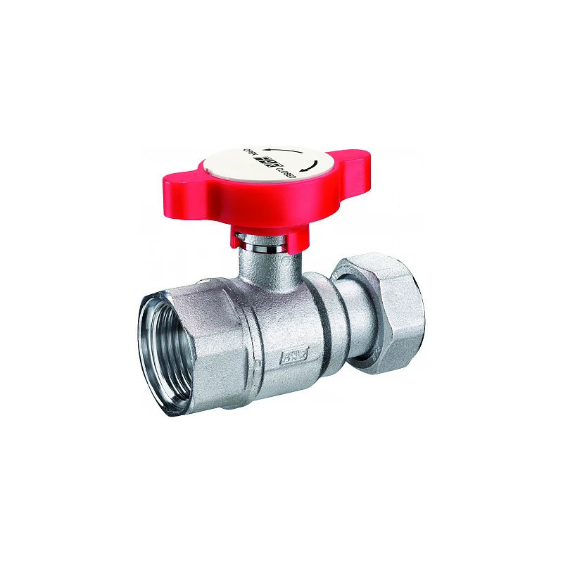 Кран шаровой с возможностью установки термометра, с накидной гайкой ,хромированный 1” ручка синяя