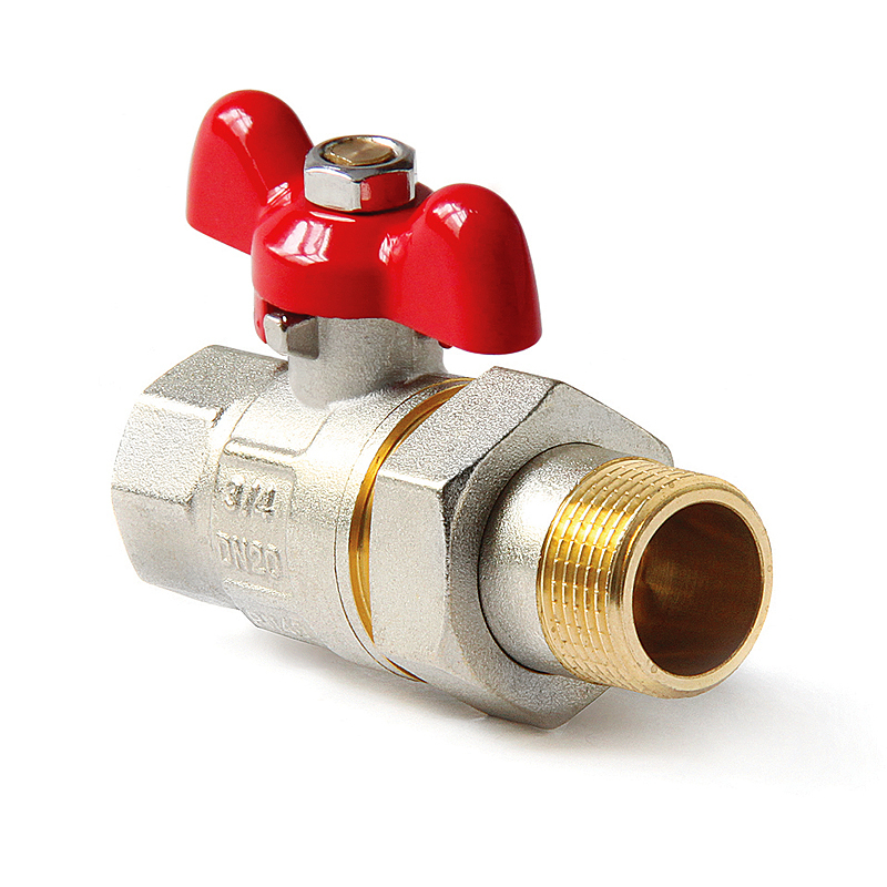 Кран шаровой полнопроходной Uni-Fitt со сгоном 1 1/4 НР-ВР ручка бабочка 506421