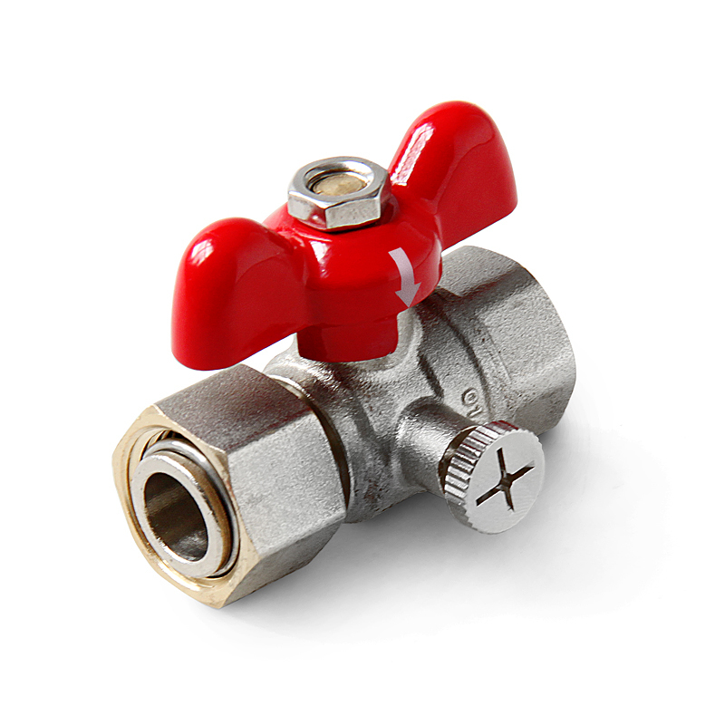 Кран шаровой для подключения манометра TIM 1/2 ВВ бабочка 506405