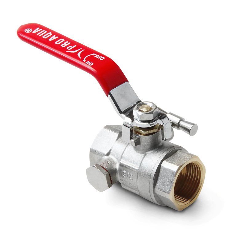 Кран шаровой полнопроходной Uni-Fitt с дренажом и воздухоотводчиком 3/4 ВР-ВР ручка рычаг 506420