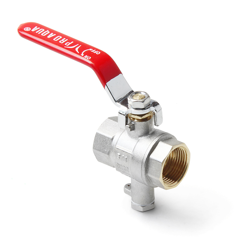 Кран шаровой полнопроходной для подключения датчика температуры ВВ 1/2 ручка рычаг