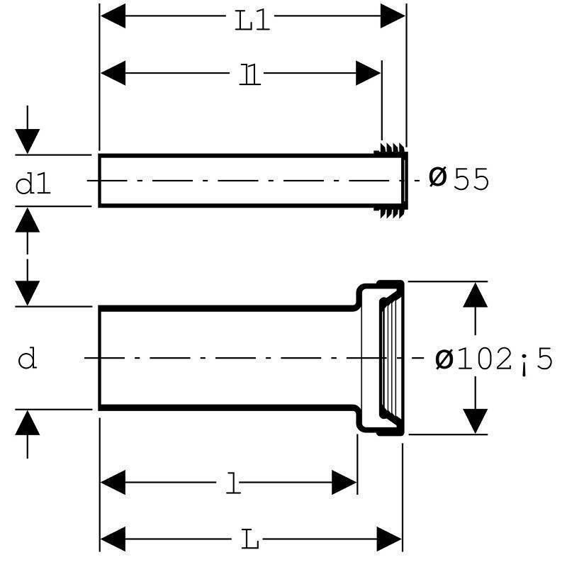 Комплект соединительный Geberit для подвесного унитаза L 26.5 см d 90/45 мм матовый хром 152.438.46.1
