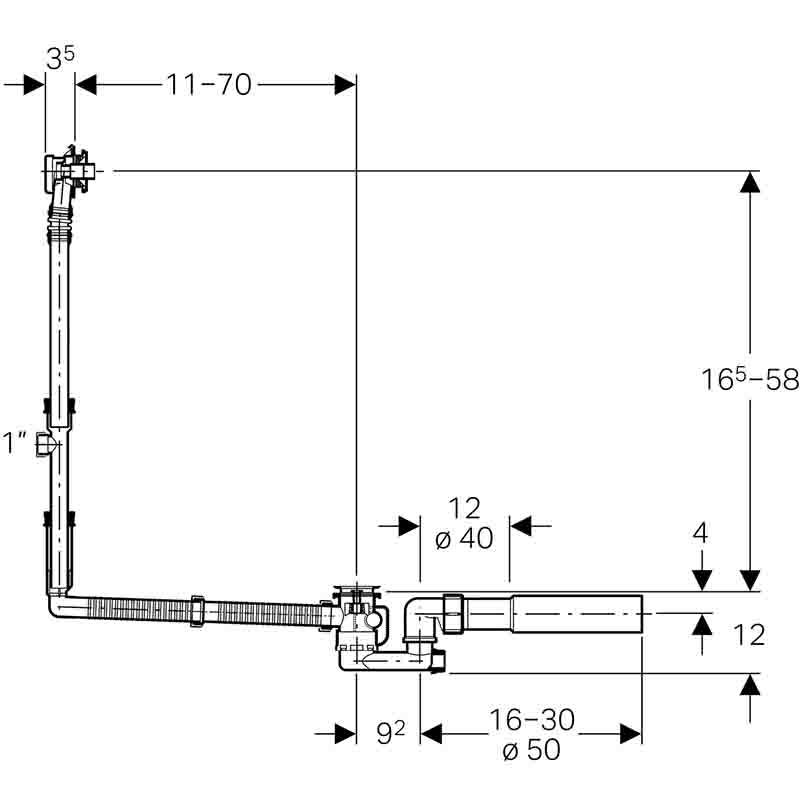 Слив-перелив для ванны Geberit d52 с поворотным механизмом и декоративным комплектом хром 150.525.21.1