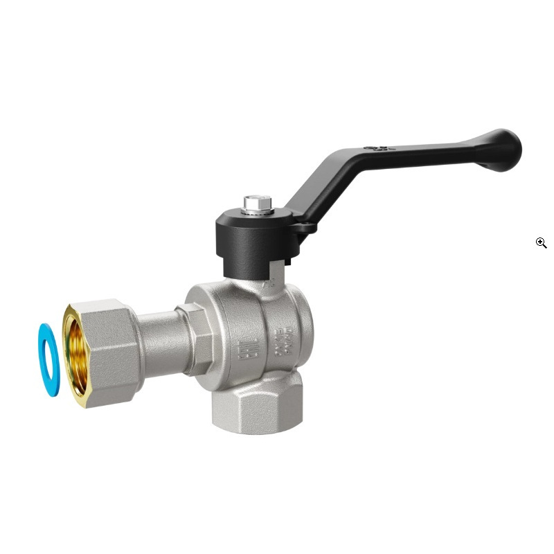 Кран шаровой угловой Pride В 1/2 накидная гайка 47.15.В-НкГк.У.Р с накидной гайкой латунь рычаг