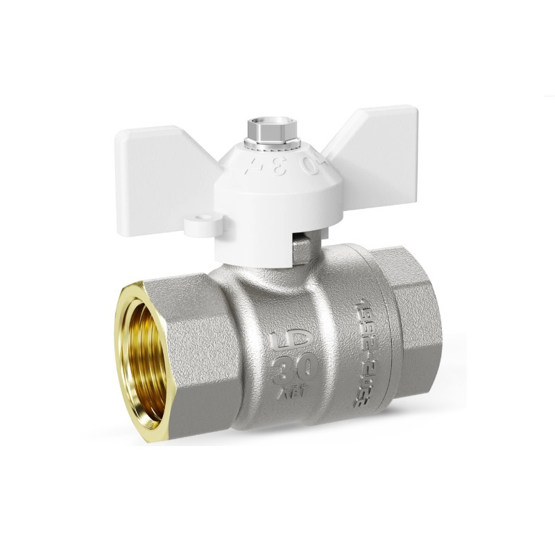 Кран шаровой Pride ВВ 3/4 47.20.В-В.Б латунь бабочка белая