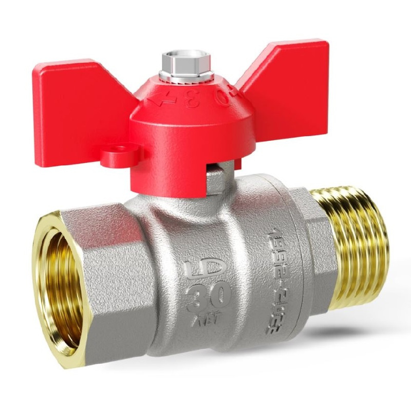 Кран шаровой Pride НВ 1.0 47.25.В-Н.Б латунь бабочка красная