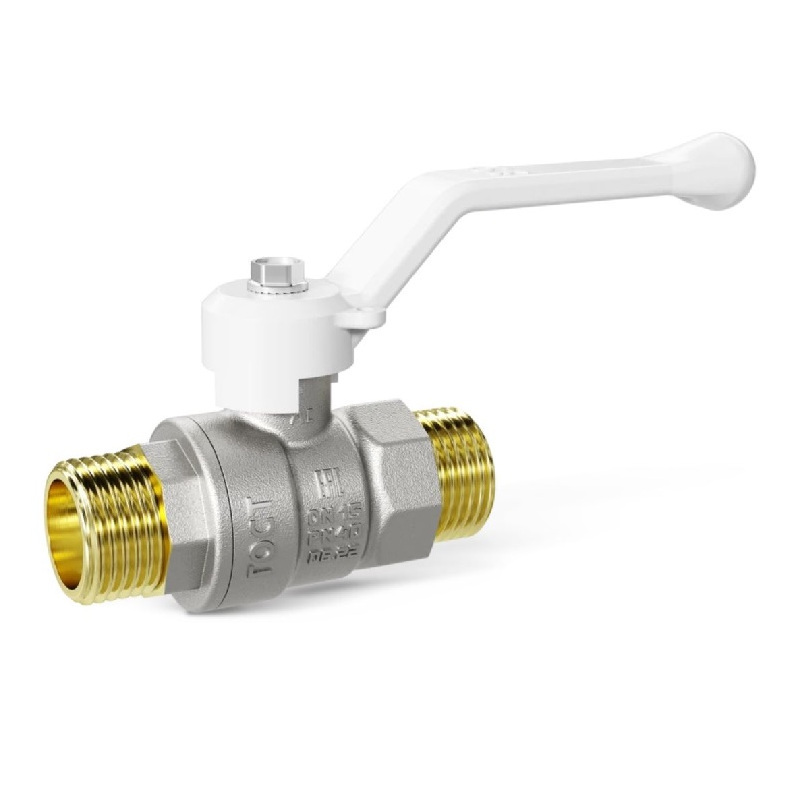 Кран шаровой Pride НН 1.0 47.25.Н-Н.Р латунь рычаг белый