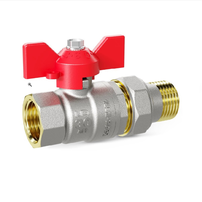 Кран шаровой Pride В 1/2 Американка 47.15.В-ГШ.Б латунь бабочка красная