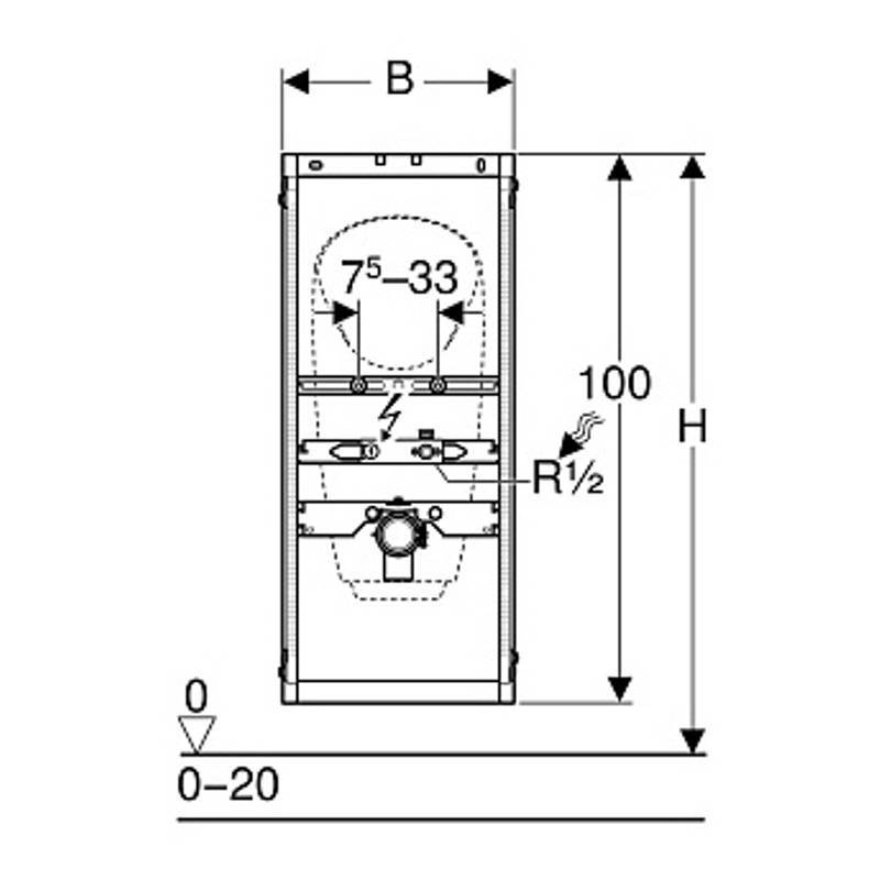Монтажный элемент Geberit GIS для писсуара 114 см наружный смыв 461.686.00.1