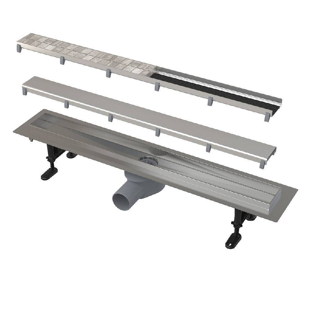 Комплект душевого лотка Geberit CleanLine20 154.152.00.1 / 154.450.00.1 черный / нержавеющая сталь