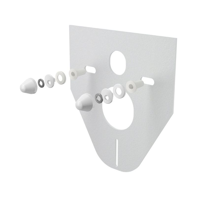 Звукоизоляция для подвесного унитаза и для биде с принадлежностями и колпачками, белый