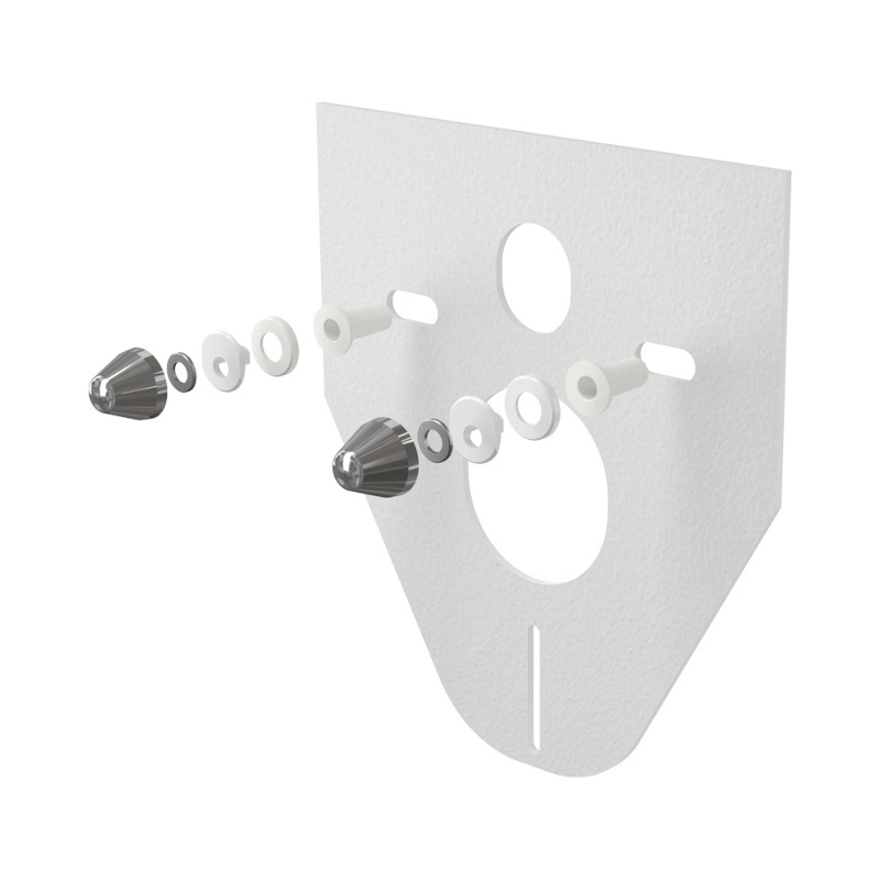 Звукоизоляция для подвесного унитаза и для биде с принадлежностями и колпачками, хром