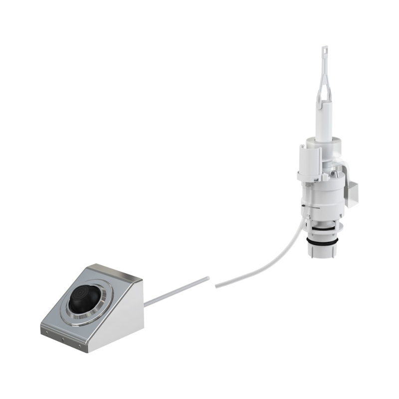 Кнопка пневматического смыва на расстоянии – ножное управление, металл, монтаж: на стену