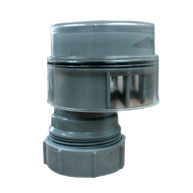 Вентиляционный клапан (аэратор) для канализации со смещением и прозрачной крышкой; выход компресси