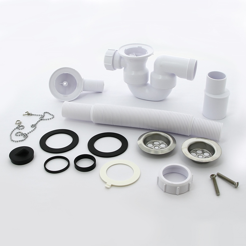 Слив-перелив L=310-720 х 34 мм неразб. с раздв. перел., нерж. реш., пробкой и цеп., выход 40/50 мм