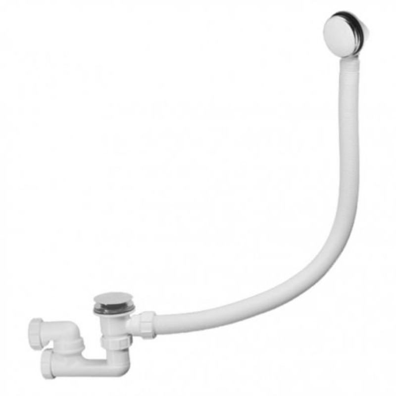 Слив-перелив L=700 х 34 мм метал. 70 мм слив, пробка-кнопка, выход 40 мм, хром