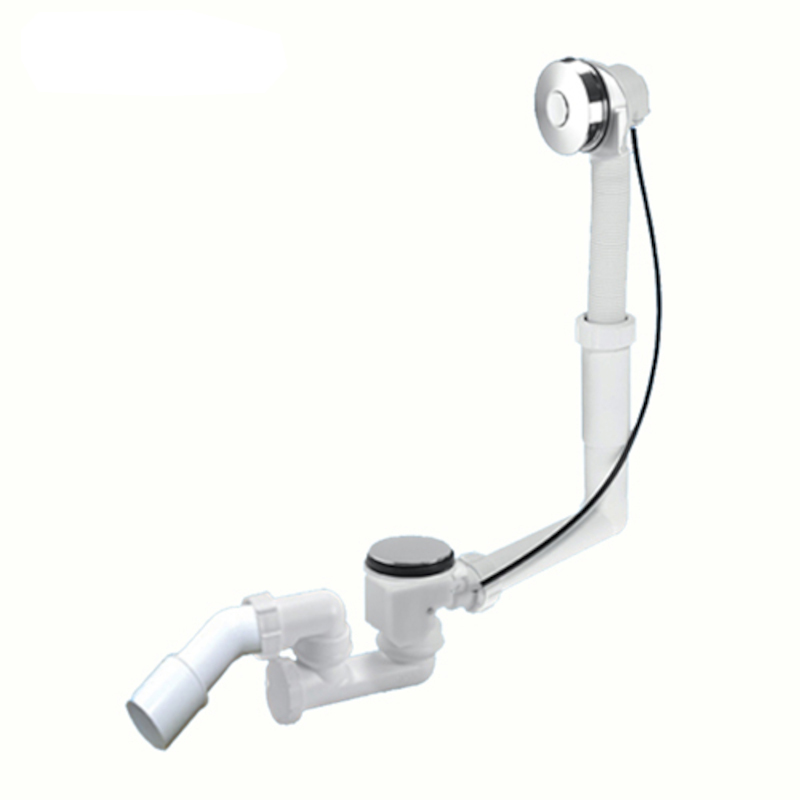 Сифон для ванн/поддонов с выпуском и переливом (жёсткий перелив L515-700ммxD34мм нажимное управление