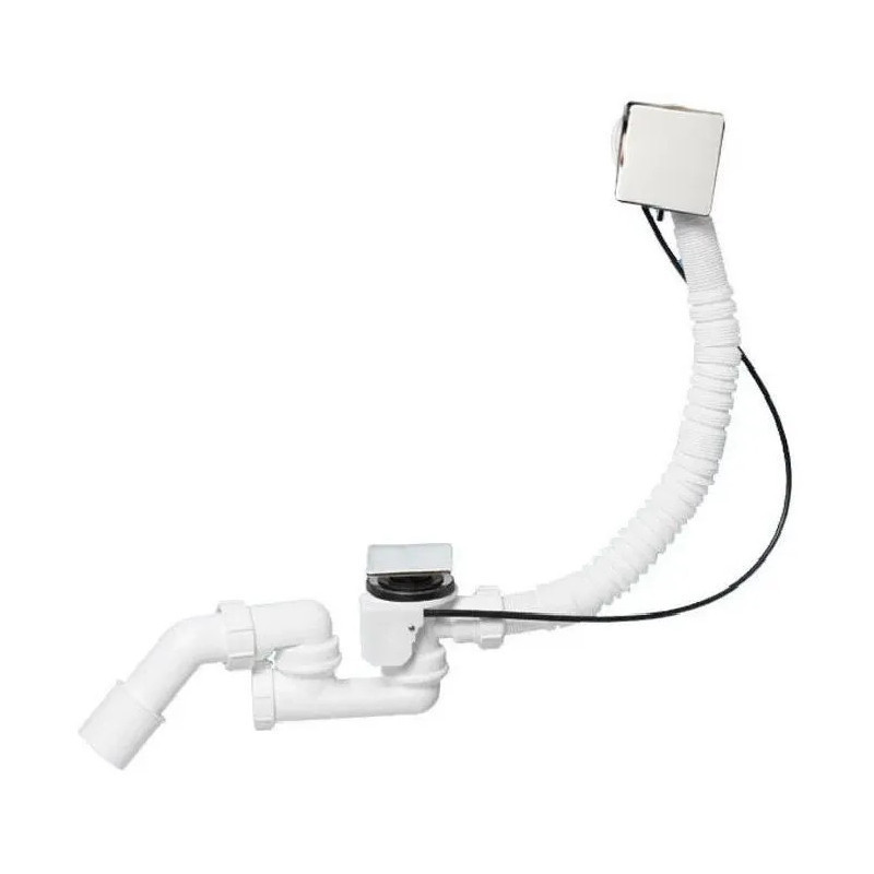 Сифон для ванн/поддонов с выпуском и переливом (L330-700ммхD34мм поворотное управление, D70мм нержав