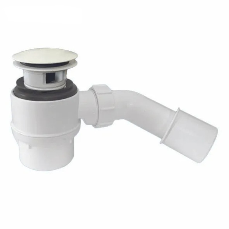 Сифон бутылочный для ванн/поддонов с выпуском и внутренним переливом (H92мм; латунь выпуск/пробка ти