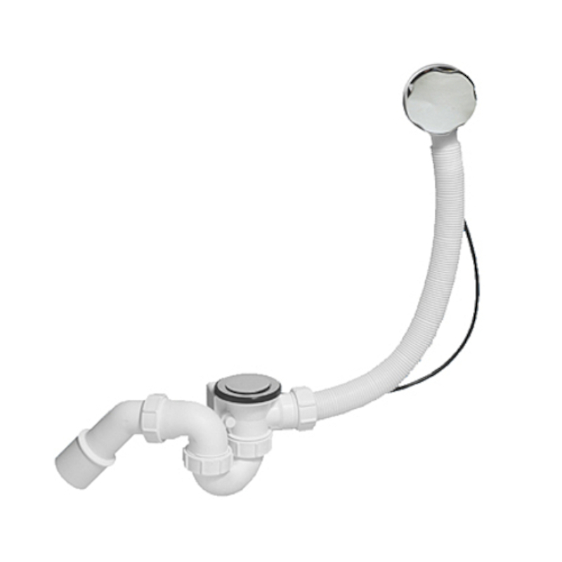 Сифон для ванн/поддонов с выпуском и переливом ( 1 1/2х40мм, L505ммxD34мм поворотное управление пла