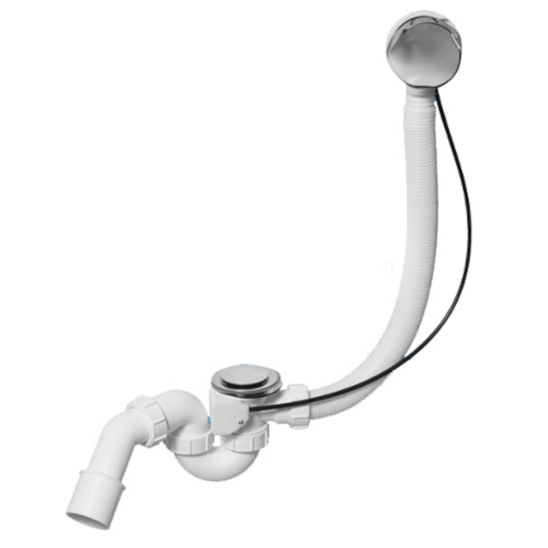 Слив-перелив L=1000 х 34 мм, метал. 70 мм слив, выход 40/50 мм, хром, пакет