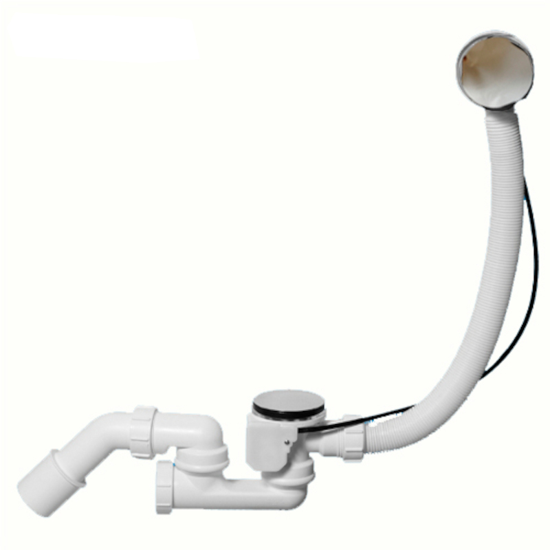Сифон для ванн/поддонов с выпуском, ревизией и переливом ( 1 1/2х40мм, L571ммxD34мм поворотное упра