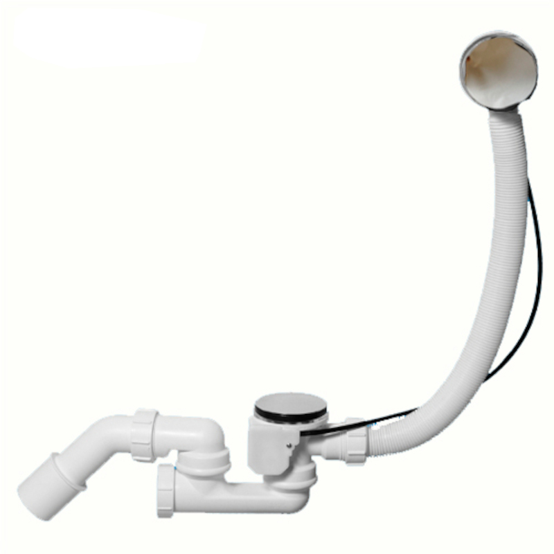 Сифон для ванн/поддонов с выпуском, ревизией и переливом ( 1 1/2х40мм, L520ммxD34мм поворотное упра