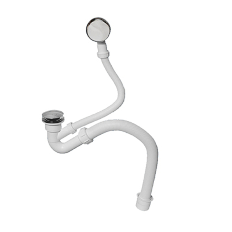 Слив-перелив L=500 х 40 мм, метал. 70 мм слив, пробка-кнопка, выход 50 мм, хром