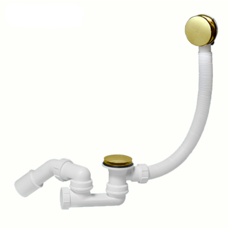 Сифон неразборный для ванн/поддонов с выпуском и переливом (L520ммхD34мм, D70мм нержавейка сливная р