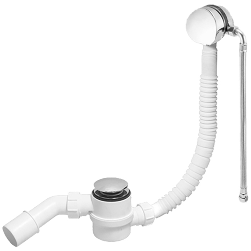 Сифон бутылочный для ванн/поддонов с наполнением через перелив, выпуском ( 1 1/2х40мм, L330-700ммхD