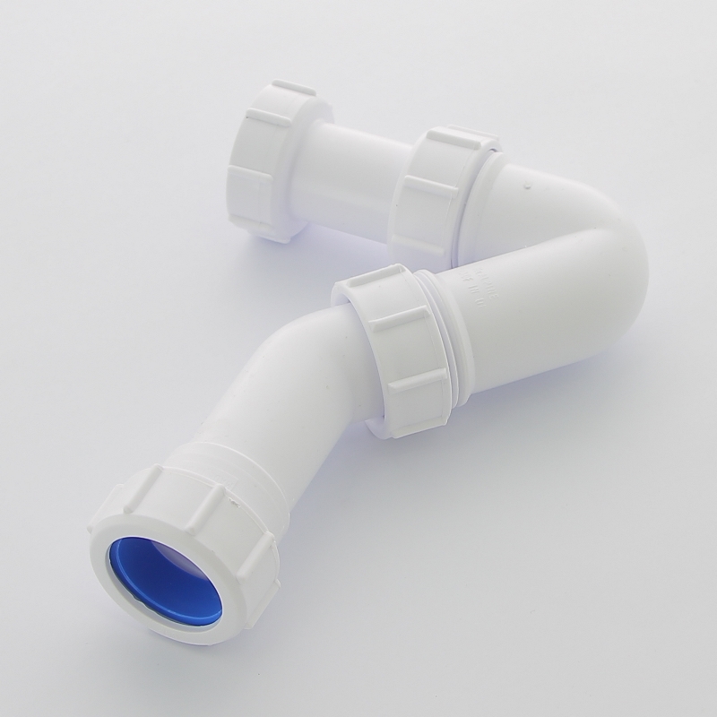 Сифон трубный P/S-образный без выпуска с регулируемой высотой 90-145 мм и углом выхода