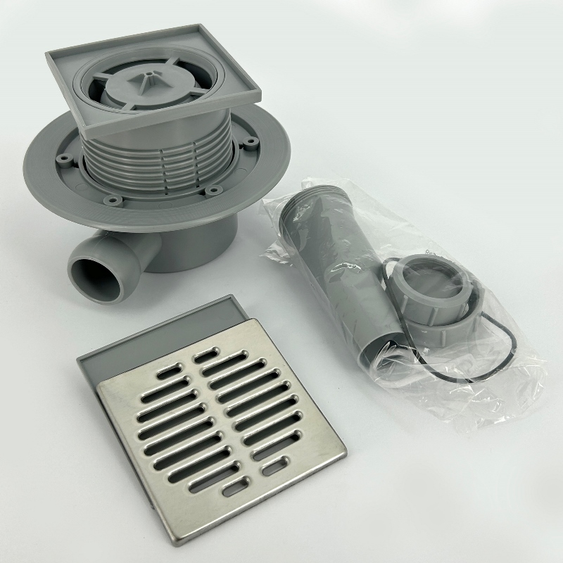 Трап 115 х 115 мм, сухой затвор H=87-145 мм, выход 50/40 мм, пакет