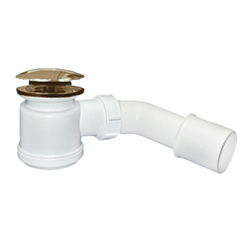 Сифон бутылочный для поддона с выпуском (H92мм; латунь выпуск/пробка тип-кнопка D70,h35мм/D70мм);